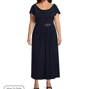 Elegant Navy Blue Evening Dress